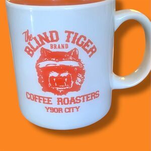 Blind Tiger Coffee Roasters Ybor City Tampa Coffee Mug Logo Orange Interior Rare